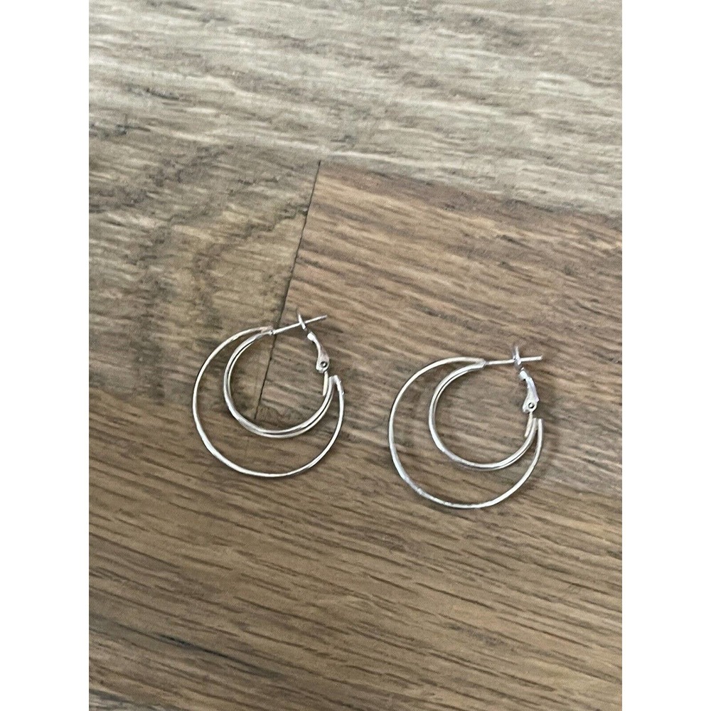Vintage Sterling Silver 925 Earring Set Hoop Loop Circle Light Weight